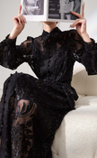 Elegant Hepburn Style Black Lace Dress