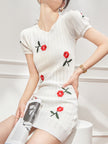 Cherry Blossom Embroidered Knit Dress