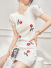 Cherry Blossom Embroidered Knit Dress