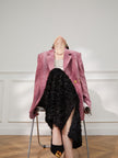 Charming Pink Textured Tweed Blazer