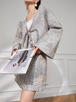 Enchanting V-Neck Floral Jacquard Kimono Dress