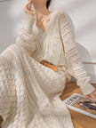 Ivory Crochet Knit Maxi Dress