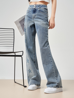 Wide-Leg Elegant Star Jeans