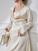 Elegant White Acetate Long Slit Dress