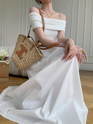 Elegant Off-Shoulder Summer Dress (White Only)