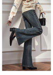 High-Waist Pearl-Embellished Flare Jeans