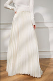 Elegant Pleated White A-Line Skirt