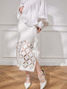 Elegant White Pleated Knit Midi Skirt