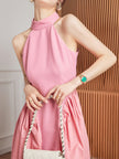 Elegant Blush Taffeta Halter Dress