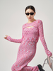 Elegant Pink Knitted Dress & Suspender Suit