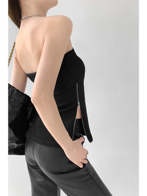 Chic Backless Side-Zip Tube Top